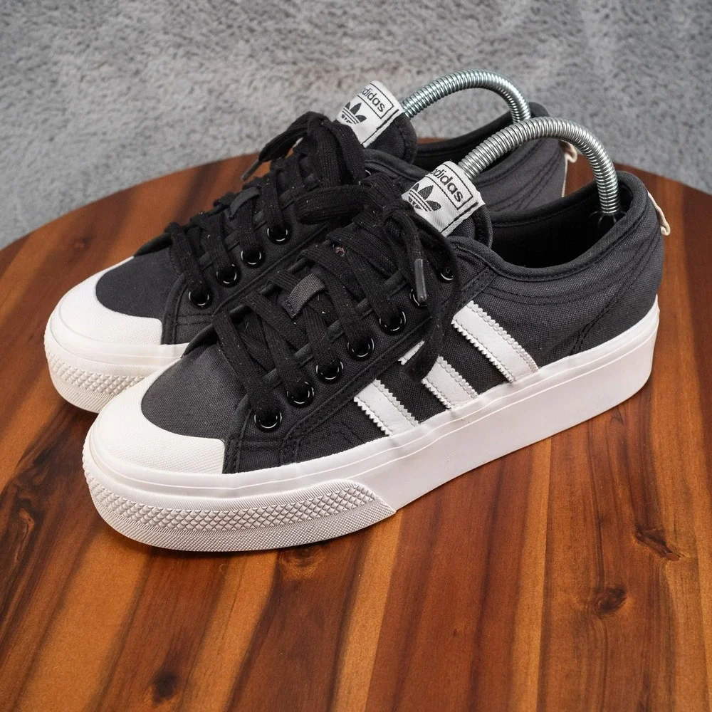 adidas Nizza Black White Platform Shoes Sneakers FV5321 Women's Size 9